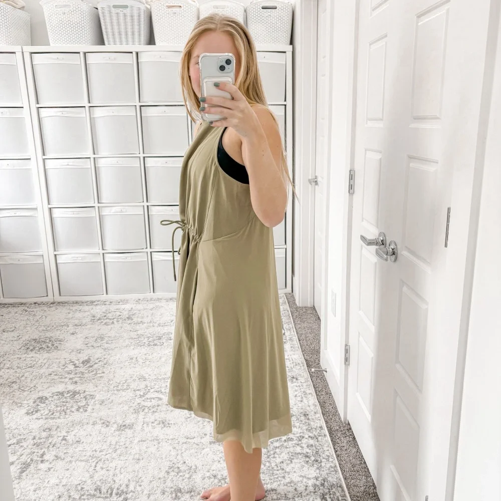 Lululemon Mesh Overlay High-Neck Dress Bronze Green
